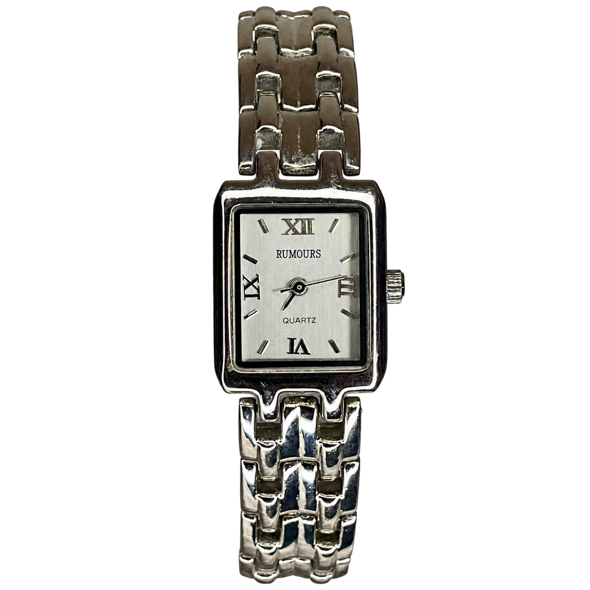 Reloj Joya Rumours Rectangular Plateado con brazalete geométrico Año 2001 JAPAN MOVT — imagen 1