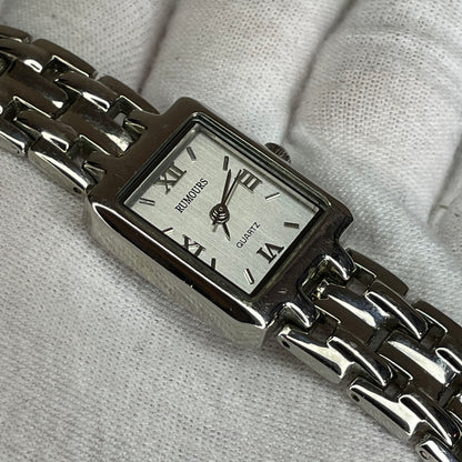 Reloj Joya Rumours Rectangular Plateado con brazalete geométrico Año 2001 JAPAN MOVT — imagen 9