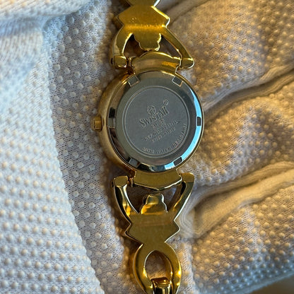 Reloj Joya Swistar 4011-1L Dorado con cristales y brazalete floral Año 2003 Máquina SUIZA