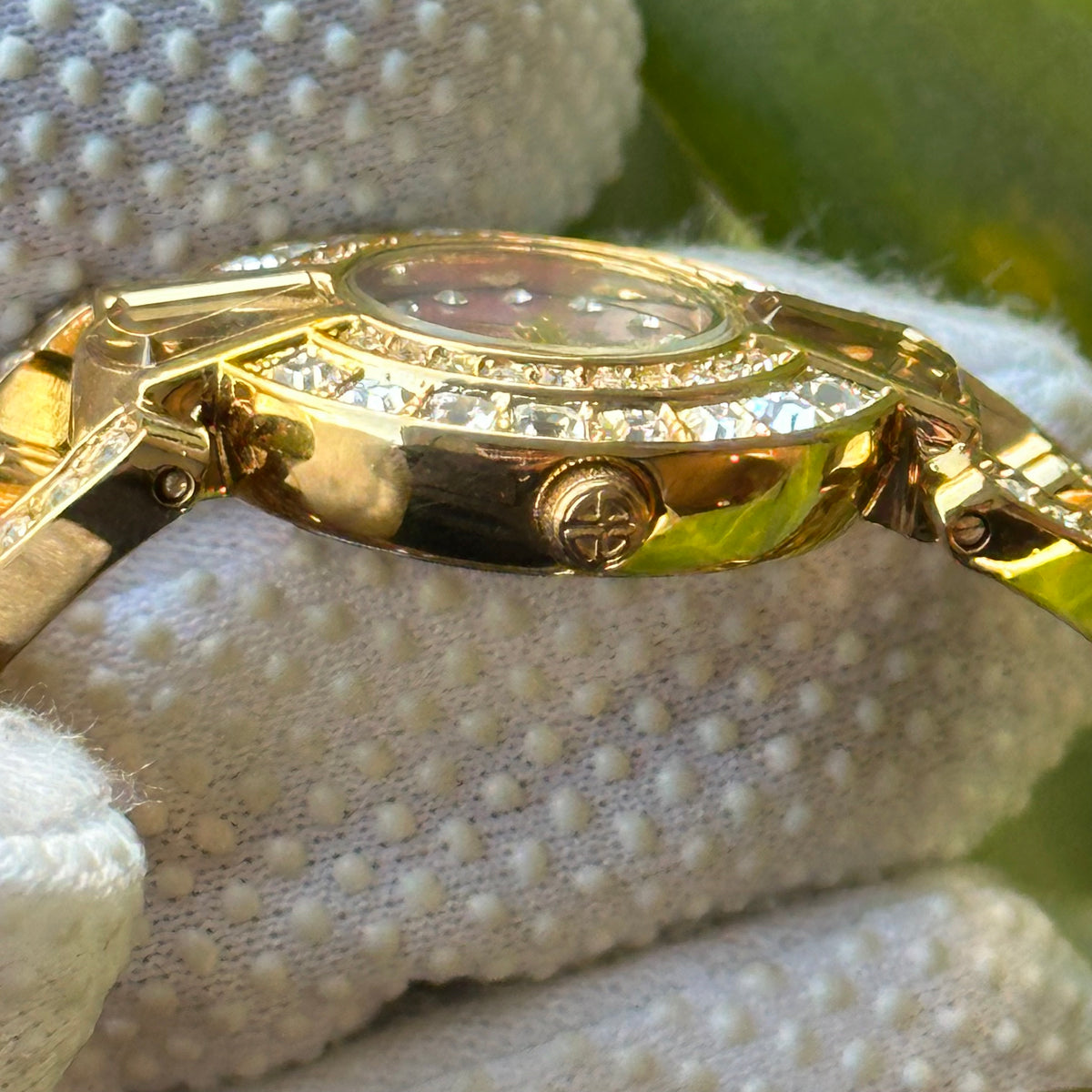 Reloj Joya Swistar 4011-1L Dorado con cristales y brazalete floral Año 2003 Máquina SUIZA