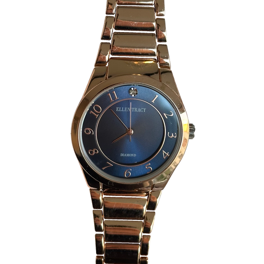 Reloj de Mujer Ellen Tracy Rose Gold y Cara Azul 2018 de Vestir con Acento Joyero - portada