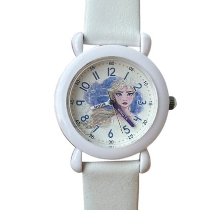 Reloj Disney Elsa Frozen Pulsera Blanca Nueva Eco Cuero Año 2020 JAPAN MOVT