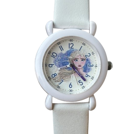 Reloj Disney Elsa Frozen Pulsera Blanca Nueva Eco Cuero Año 2020 JAPAN MOVT