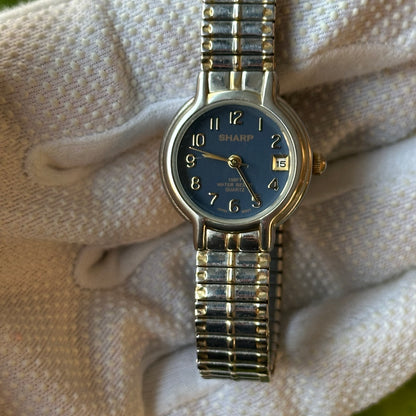 Reloj de mujer Sharp SHP116 azul con brazalete expansible bicolor – Año 1998 - foto 6