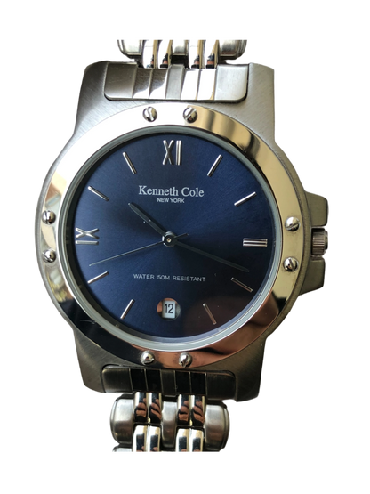 Reloj Kenneth Cole Vintage Años 2.000 Dial Azul Hombre Pulsera Completa