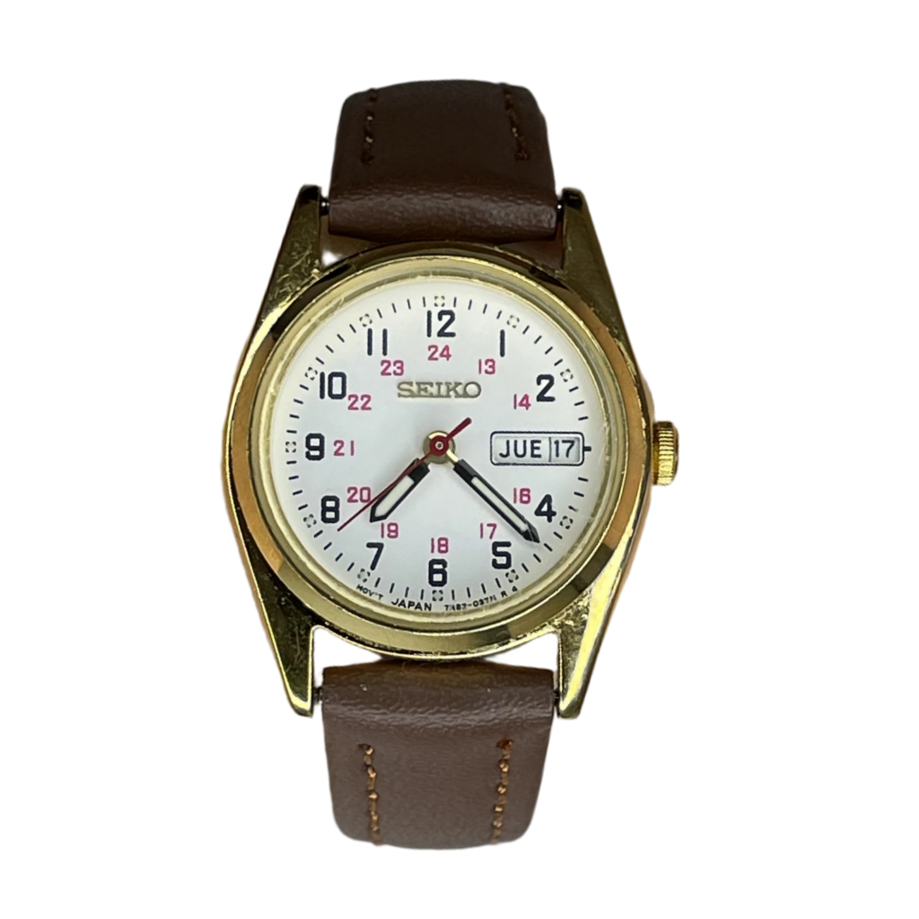 Reloj SEIKO Mujer 7N83-0011 Dorado Calendario ING/ESP Escala 24 horas Elab. Junio de 1993