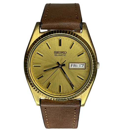 Reloj Seiko Quartz 7N43-8111 Dorado Hombre Elab. en Enero de 1995 Impecable