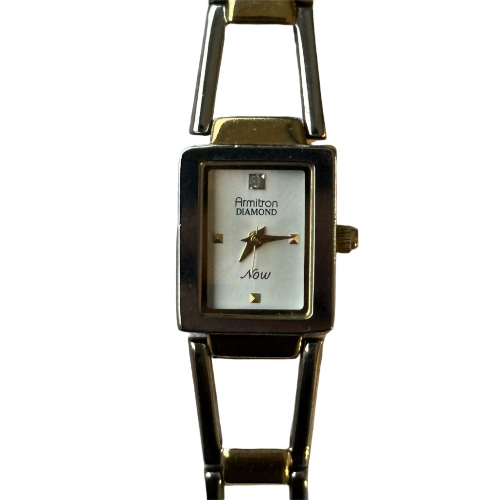 Reloj Joya Armitron Diamond Now Mujer Rectangular Brazalete Bicolor Geométrico Año 2002