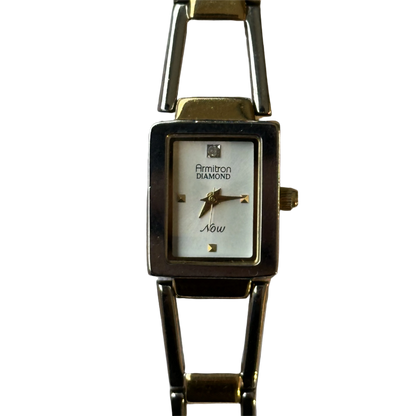 Reloj Joya Armitron Diamond Now Mujer Rectangular Brazalete Bicolor Geométrico Año 2002
