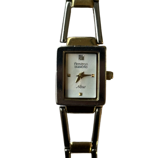 Reloj Joya Armitron Diamond Now Mujer Rectangular Brazalete Bicolor Geométrico Año 2002