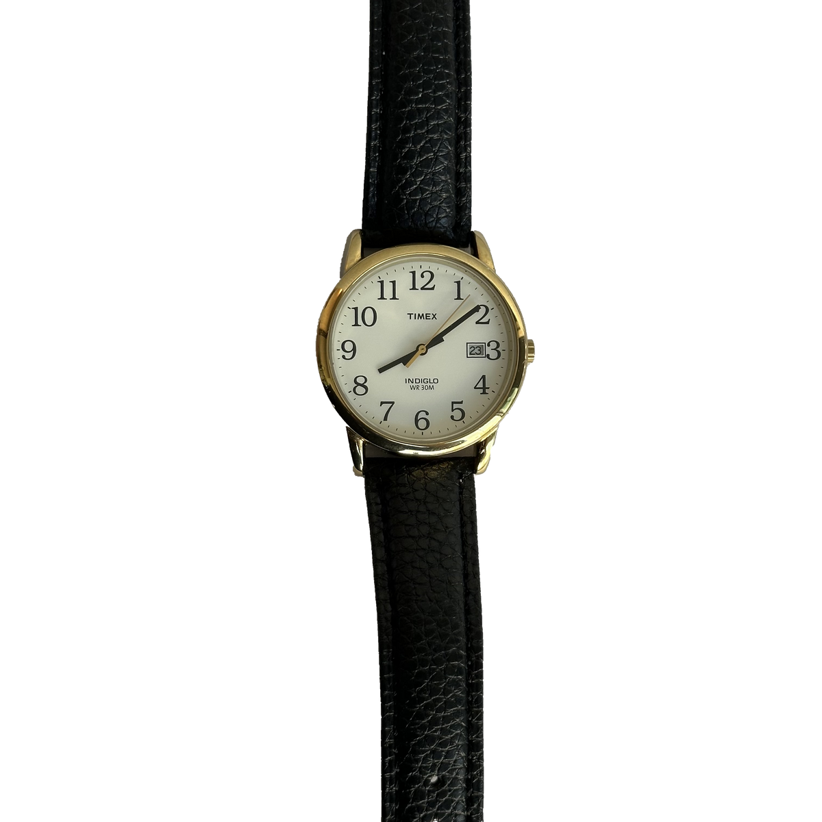 Timex Hombre Easy Reader Dorado Indiglo y Calendario Año 2007 Impecable — portada