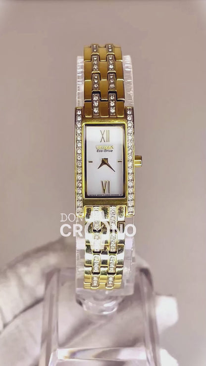 Reloj Citizen Eco-Drive G620-S082200 Mujer Rectangular dorado con cristales