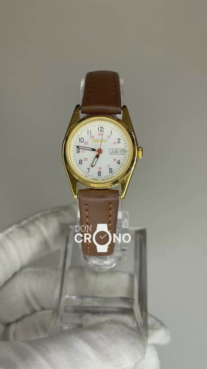 Reloj SEIKO Mujer 7N83-0011 Dorado Calendario ING/ESP Escala 24 horas Elab. Junio de 1993
