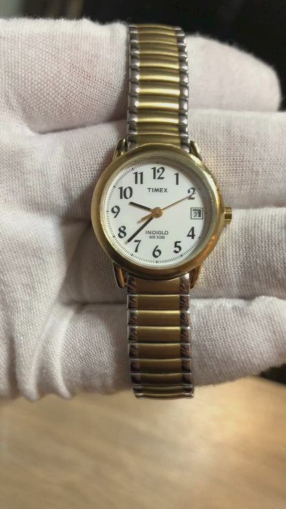 Timex Indiglo Bicolor Mujer Años 2000 Pulsera Expandible