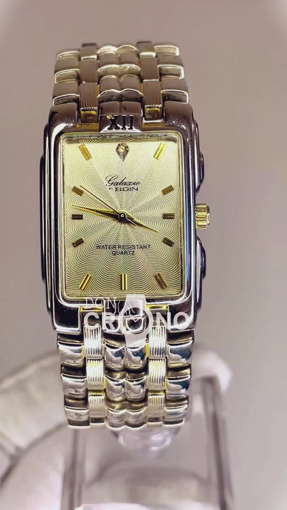 Reloj joya ancho de mujer Galaxie by Elgin Años 90´s Dial concéntrico Arte Óptico
