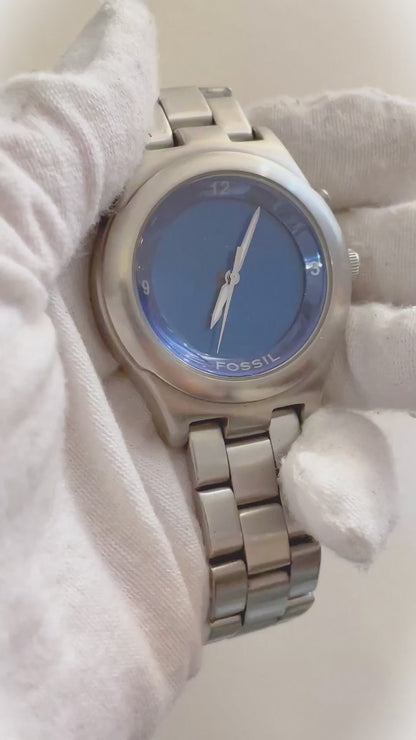 Reloj Fossil Kaleido Illinois Hombre 1998 Dial Óptico Azul Raro