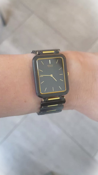 Reloj SEIKO Mujer enero/1985 Rectangular Negro Dorado RARO