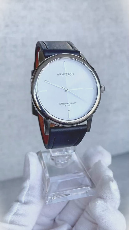 Armitron Minimalista Acero 2010s Hombre Impecable Dial Mármol