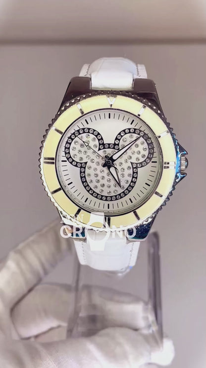 Reloj de mujer grande Disney Parks Mickey Mouse Dazzling White Año 2010 ESCASO