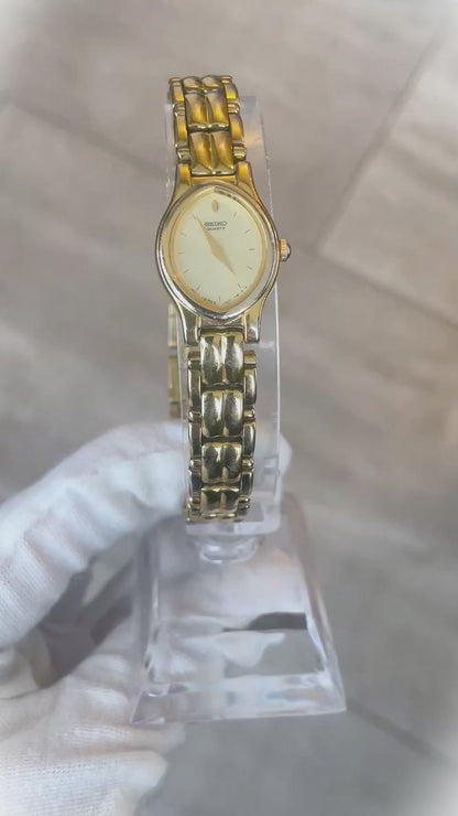 Reloj SEIKO Mujer Quartz Ovalado Dorado mayo de 1993 LEER