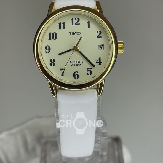 Reloj de mujer Timex Easy Reader Date INDIGLO Año 2002 Pulsera blanca nueva