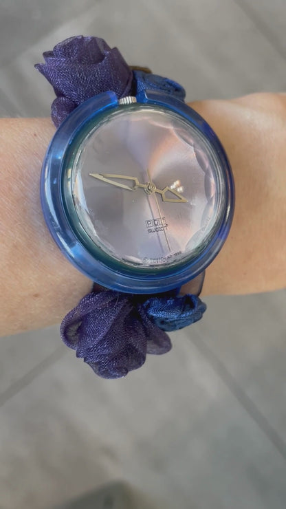 Reloj Swatch Pop King Blue Mujer Año 1998 Correa Floral Raro