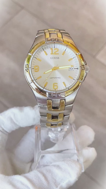 Reloj Guess Waterpro Hombre Años 2000 Bicolor 42mm Dial Sunburst