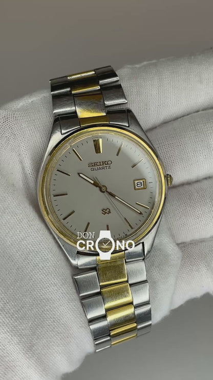 SEIKO Hombre SQ 5Y22-6020 TwoTone con fecha Elab. Mar. 1988 Pulsera original