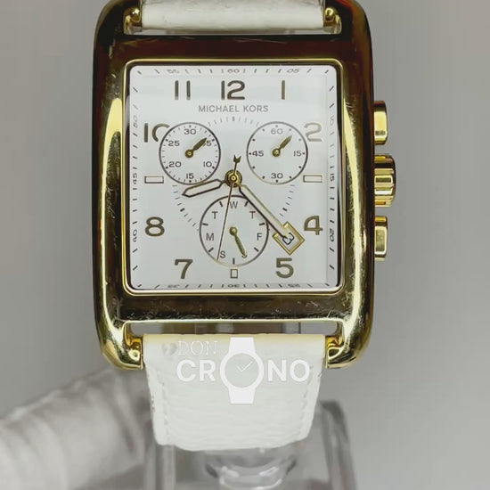 Reloj de mujer grande Michael Kors MK-2229 Año 2011 cronógrafo rectangular Muy escaso