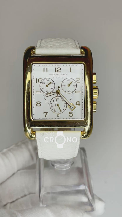 Reloj de mujer grande Michael Kors MK-2229 Año 2011 cronógrafo rectangular Muy escaso