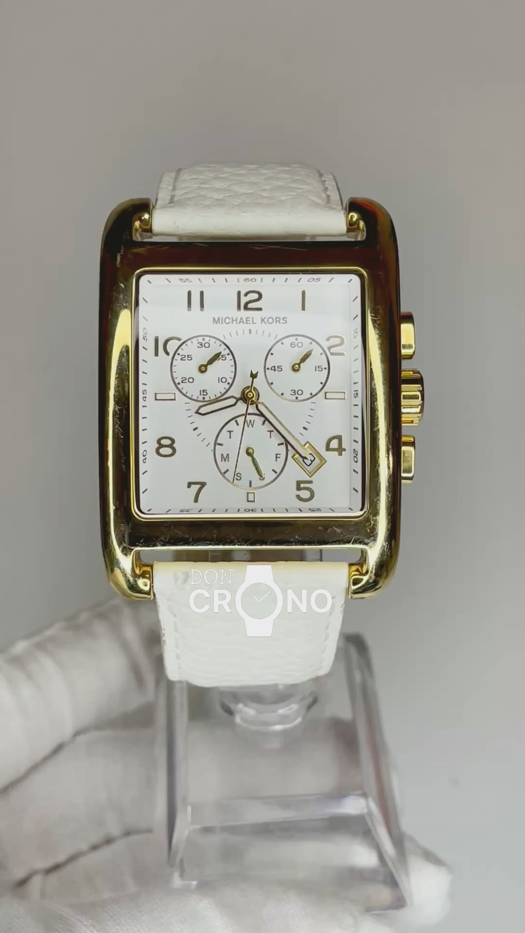 Reloj de mujer grande Michael Kors MK-2229 Año 2011 cronógrafo rectangular Muy escaso