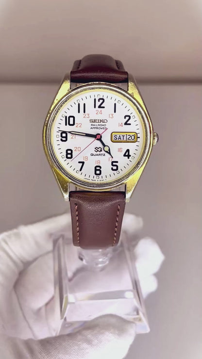 Reloj Seiko SQ Railroad Approved 7546-8069 Agosto 1979 Japón ÚNICO