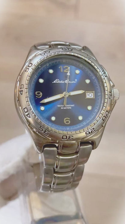 Reloj Eddie Bauer Hombre Año 1998 Acero Azul 42mm