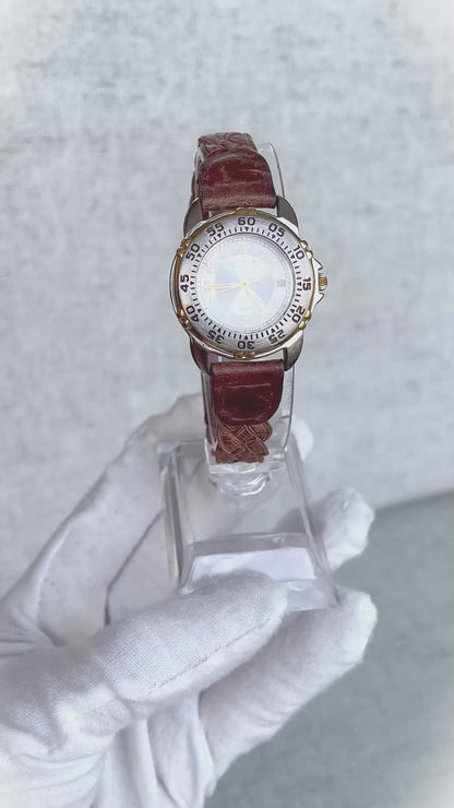 Reloj America Perry Ellis Mujer 90s Bicolor Pulsera Trenzada ÚNICO