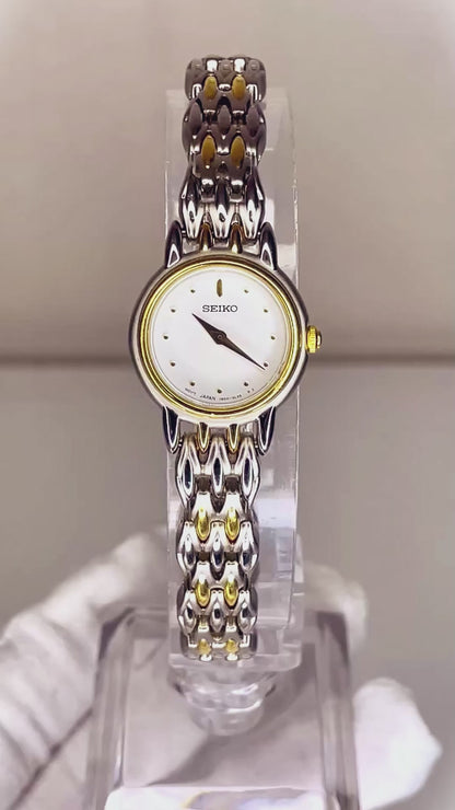 Reloj joya SEIKO 1N00-1H20 Mujer Bicolor Octubre 1991 ÚNICO