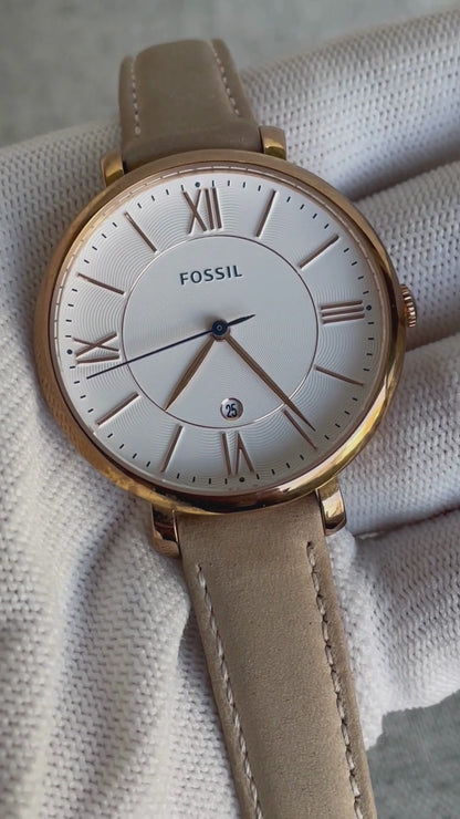 Reloj Fossil Mujer Jacqueline Rose Gold Año 2016 Cuero Fecha