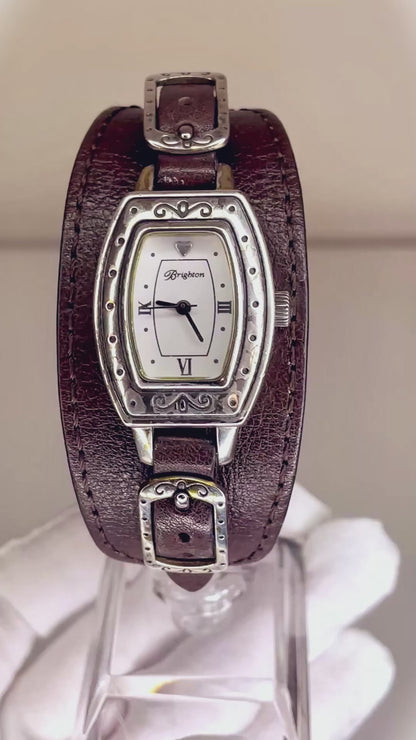 Reloj Brighton Zamora Cuff Watch Original Cuero Ancho 2000s | Western Revival