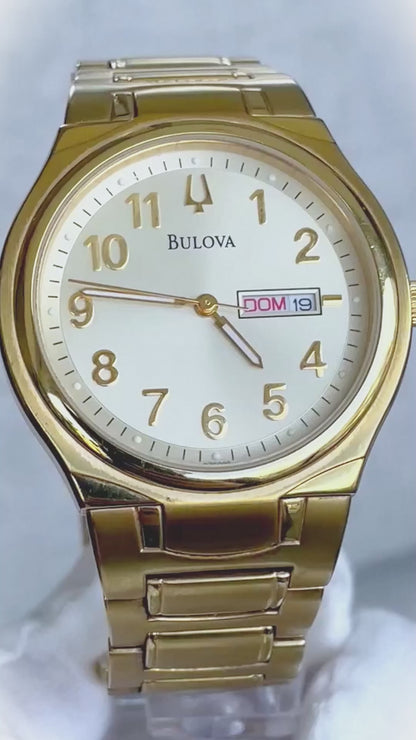 Reloj Bulova Hombre Dorado Day-Date 2008 Clásico Impecable único