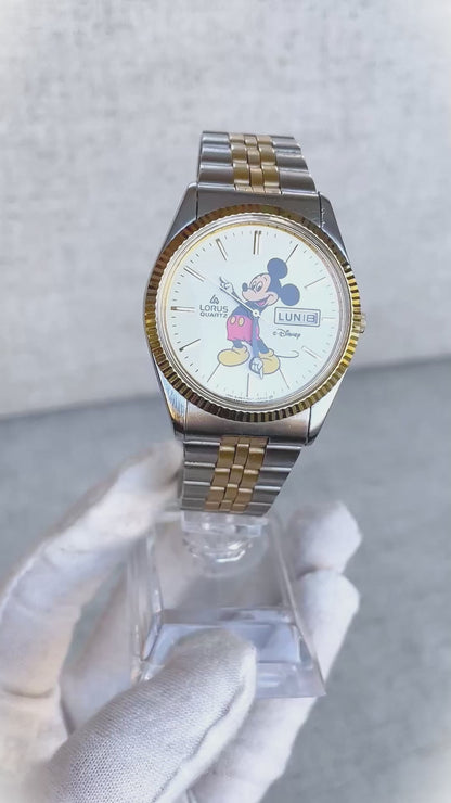 Reloj Lorus by SEIKO Disney Mickey Mouse Hombre Años 90´s Bicolor Original