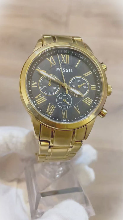 Reloj Fossil Flynn Chronograph Hombre Año 2017 Dorado Romano