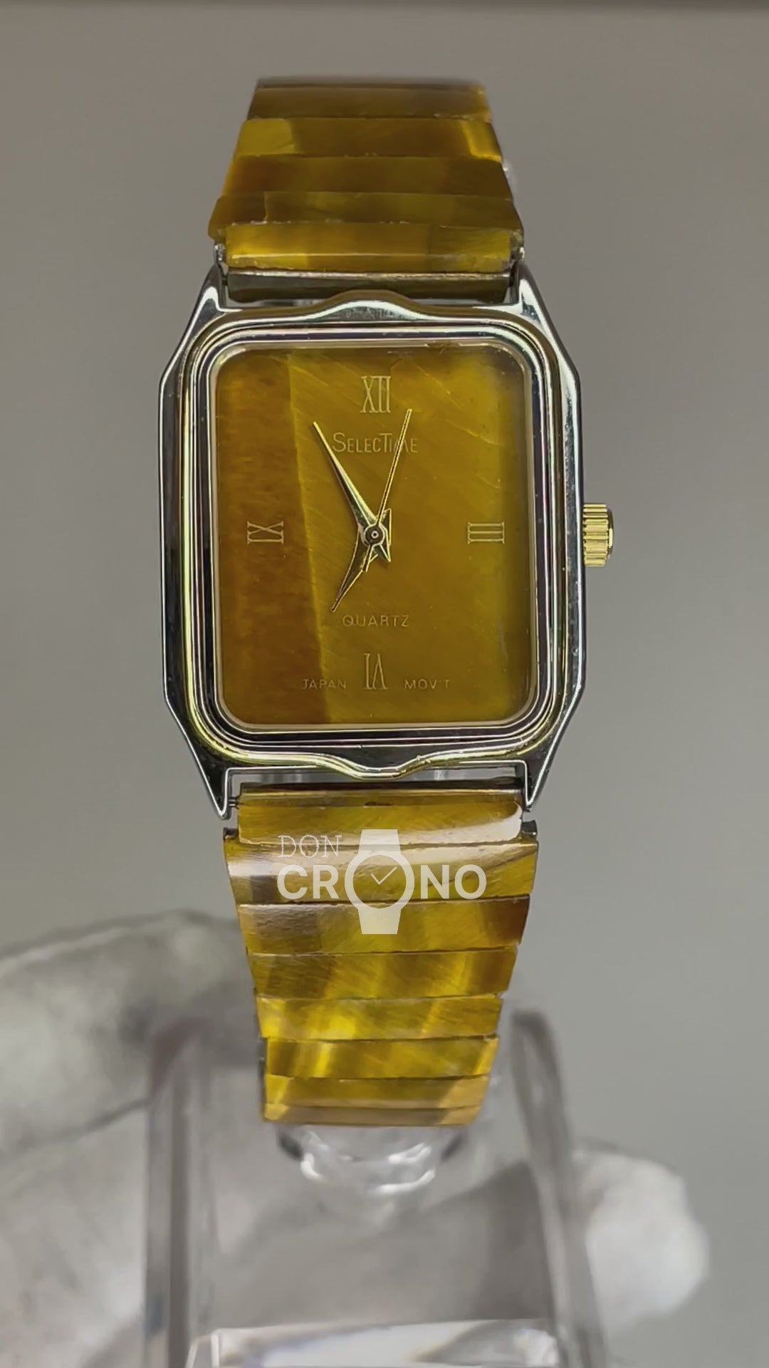 Reloj joya de mujer SelectTime 1988 Resina veteada estilo ojo de tigre Impecable