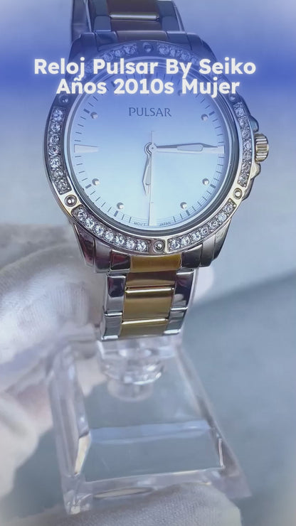Reloj Pulsar By Seiko Mujer Años 2010s Bisel Con Cristales Vj21