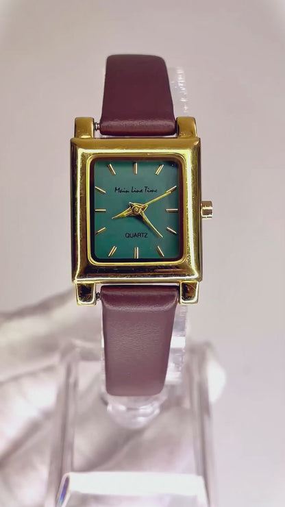 Reloj compacto Main Line Time Mujer Verde Esmeralda Año 1996 Único