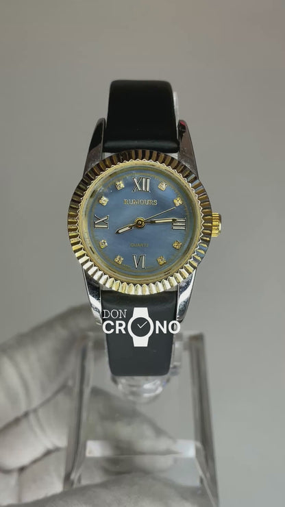 Reloj Rumours Azul Turquesa Mujer Bisel Estriado Año 1998 Inspiración Rolex Lady-Datejust