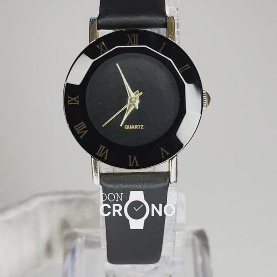 Accutime Negro Facetado y Romanos Dorados 2016 Impecable