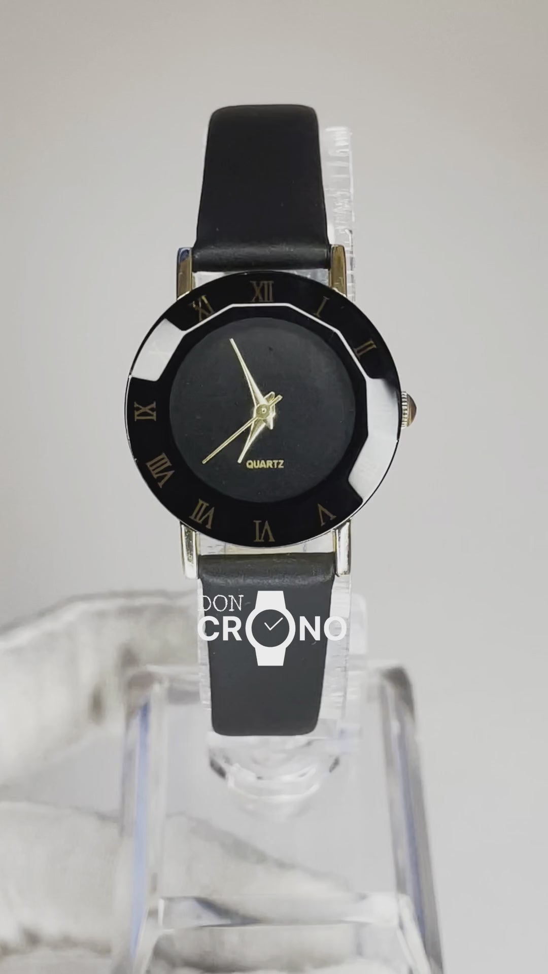 Accutime Negro Facetado y Romanos Dorados 2016 Impecable