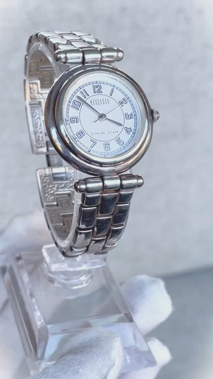 Reloj Ecclissi Mujer Plata 33mm pulsera bloques de plata 2000s ÚNICO