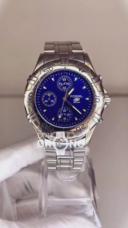 Reloj Fossil CH-2211 Cronógrafo 1995 | 40 mm | Brazalete Original ELECTRIC BLUE