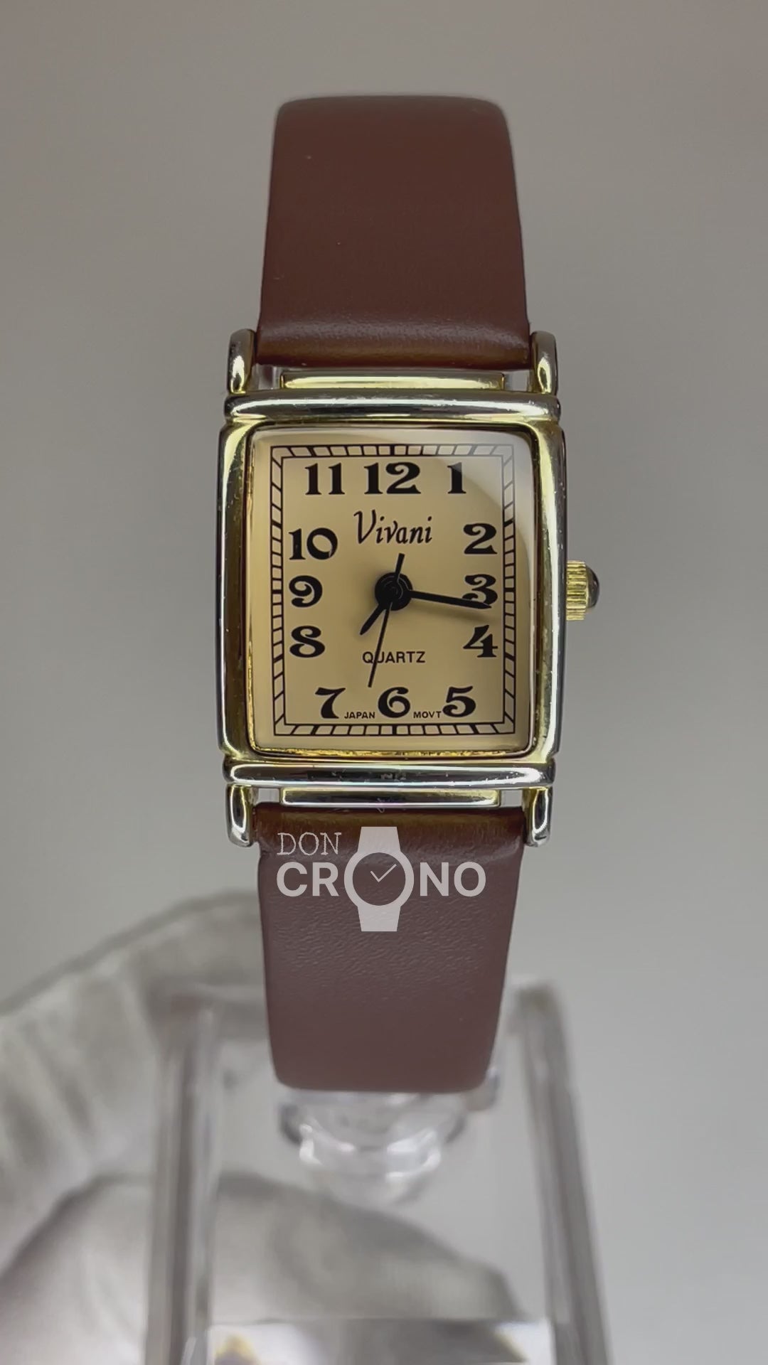 Reloj de mujer Vivani 1990 Tonalidad Ámbar Pulsera nueva Funciona perfecto Art Déco reinterpretado