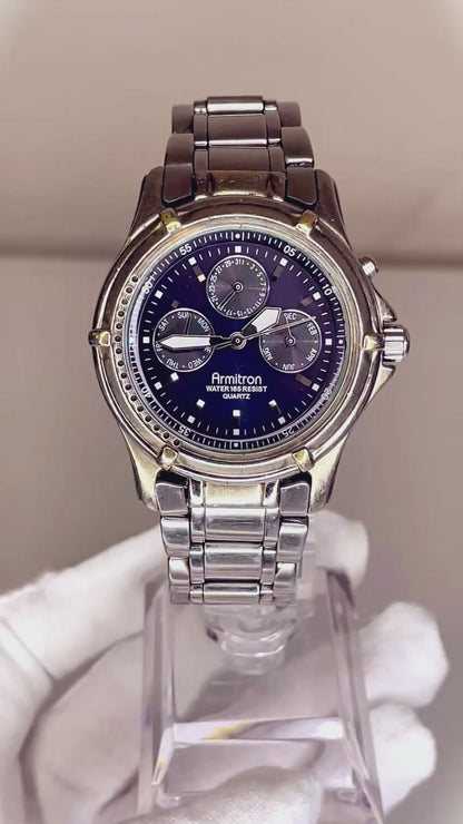 Reloj Armitron Multifunction Blue Dial Calendar Año 2001 Original 40 mm MUY ESCASO